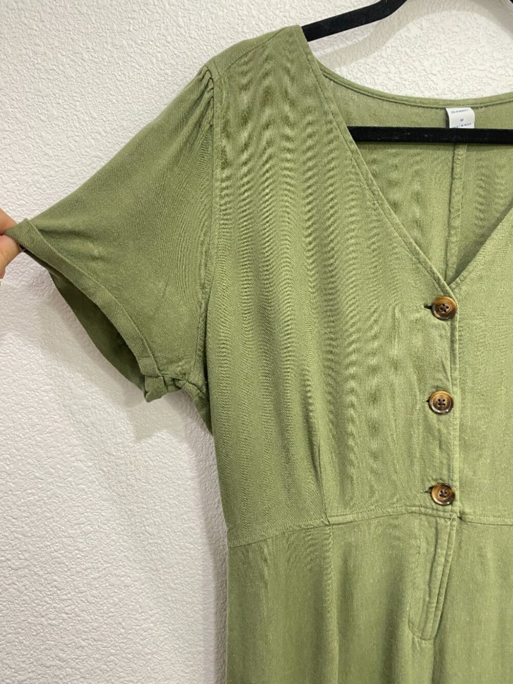 Old Navy Linen Blend Button Front Jumpsuit Boho Olive Green Medium - Picture 5 of 8